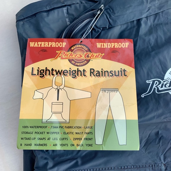 Motorcycle Club of America Vintage Lightweight Rain Suit Adult XL 2PC New - Picture 3 of 6